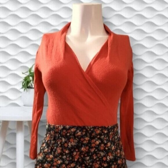 Vintage 90s LE CHATEAU High Collar Surplice Knit Red Top - Picture 12 of 12